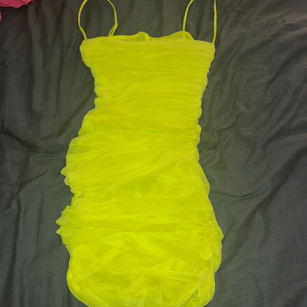 House of CB ruched mini dress - Lime Green